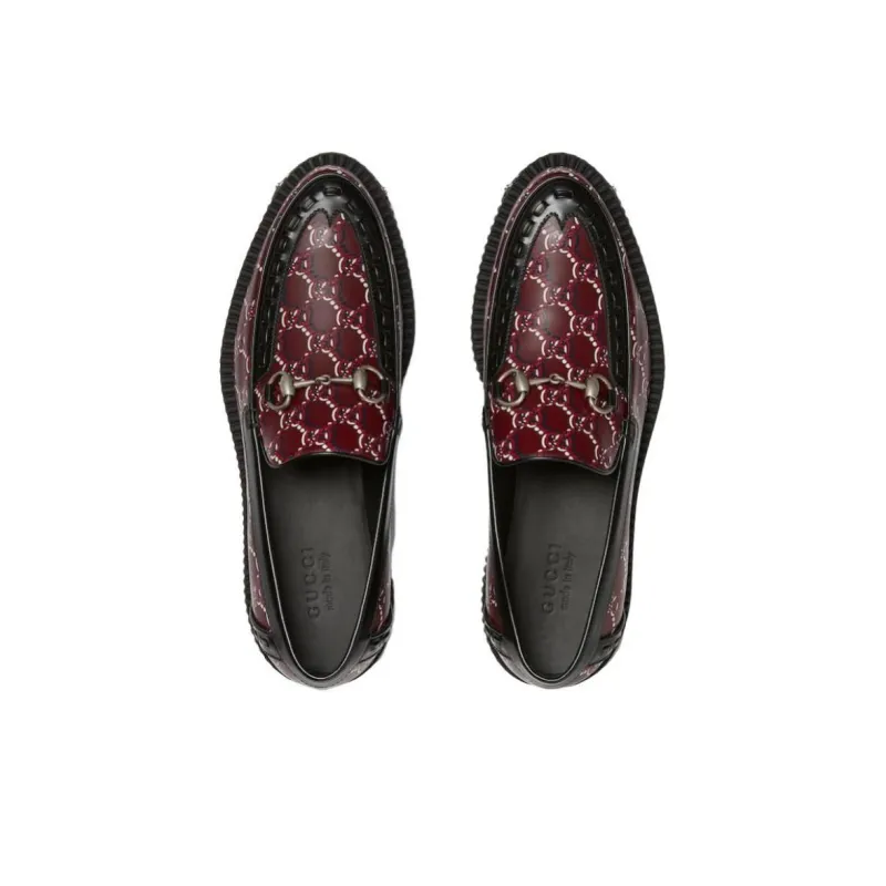 GUCCI Horsebit Loafers Men Red-3