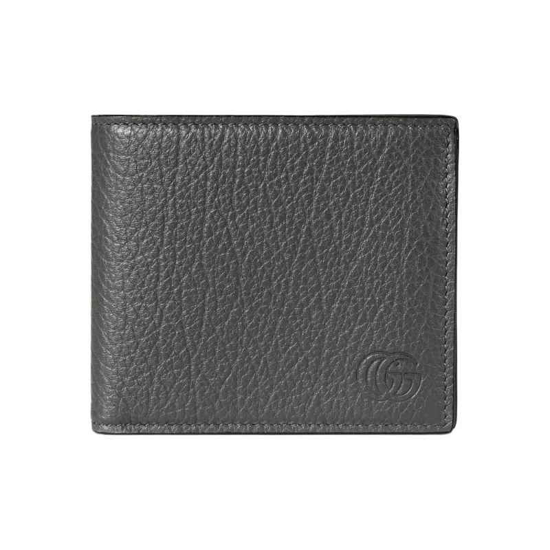 GUCCI Grain Leather Coin Purse Men's Gray-0