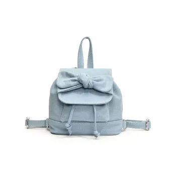 MINLUBAOLUO Denim With PU Panel Backpack Regular Women's Multicolor