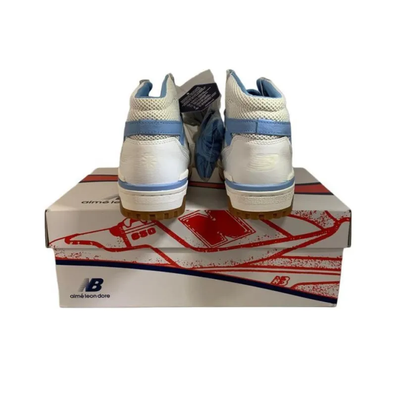 AIME LEON DORE x New Balance NB 650 'UNC' Durable Breathable High-Top Vintage Basketball Shoes Men's White Blue-2