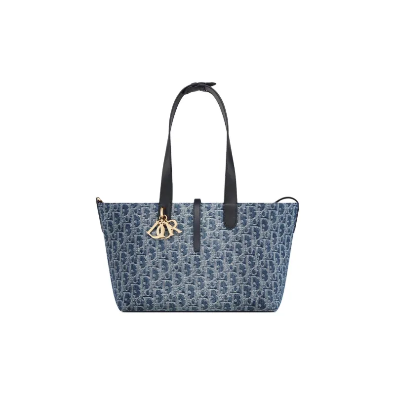 DIOR Oblique Jacquard Fabric One Shoulder Handbags Medium Size Women's Blue-1