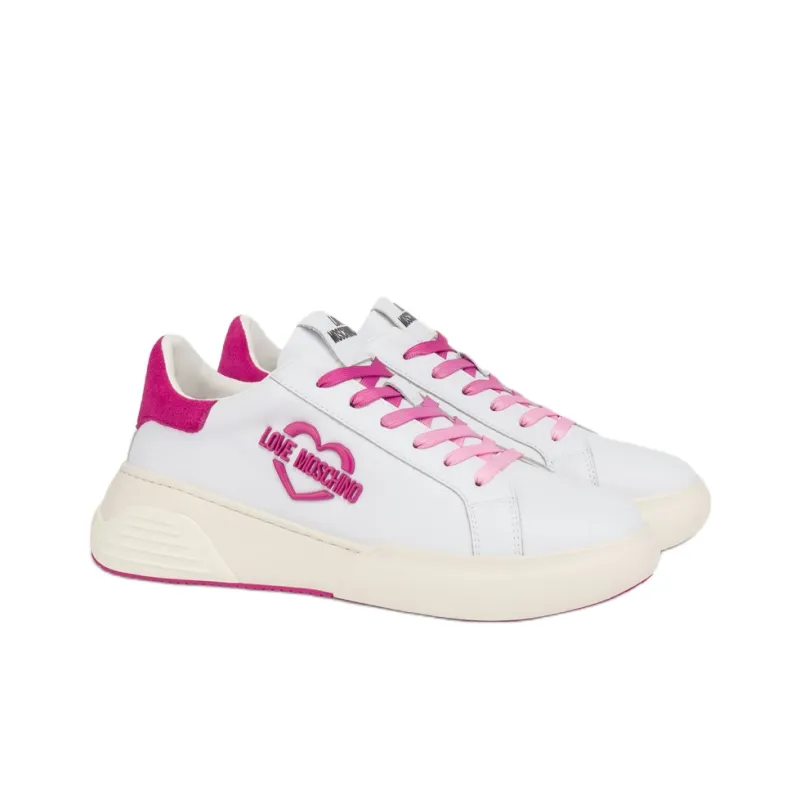 MOSCHINO Star Love Low-Top Casual Shoes For Everyday Life Women's White Pink-2