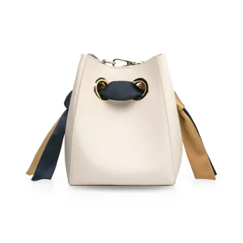 Unitude Cow Leather Bucket Shoulder Bag Handbag Regular Women's White
