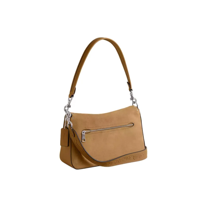 COACH Soft Tabby Suede Portable Crossbody Bag, Shoulder Bag Medium Size Women's Earthy Yellow-1