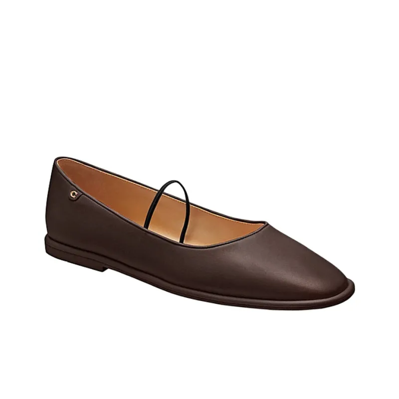 COACH Emilia Flat Mary Jane Shoes Women's Brown-2