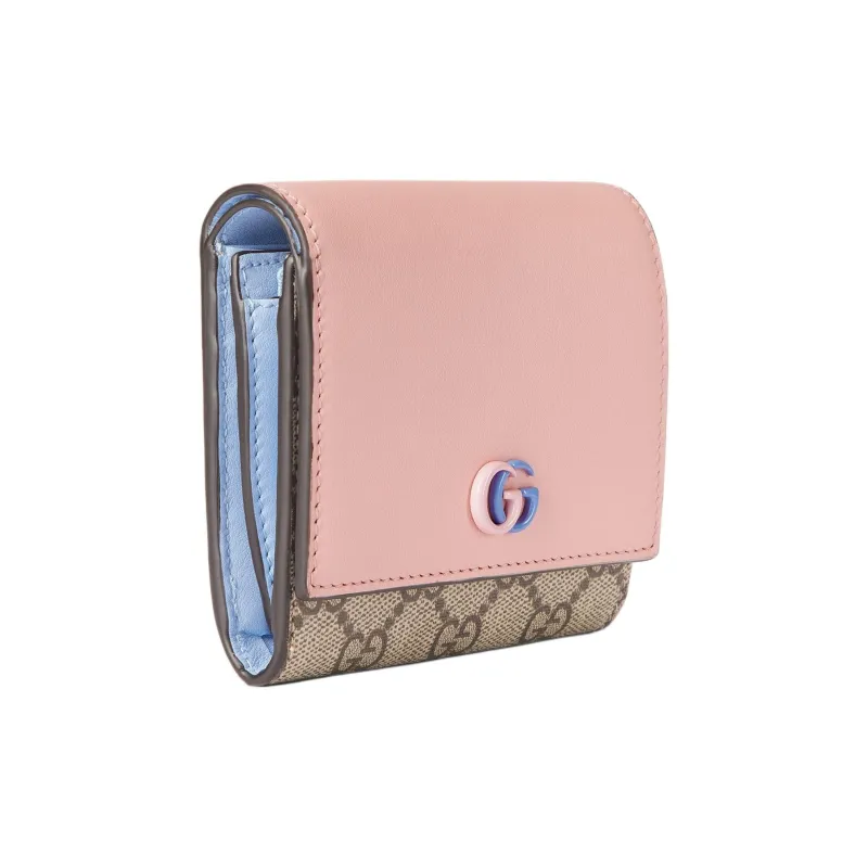 GUCCI Canvas With Leather Trim Wallet Women's Light Pink/Black Walnut-1