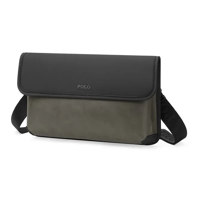 POLO Synthetic Leather Crossbody Bag Shoulder Bag Medium Size Men's Gray Green-0