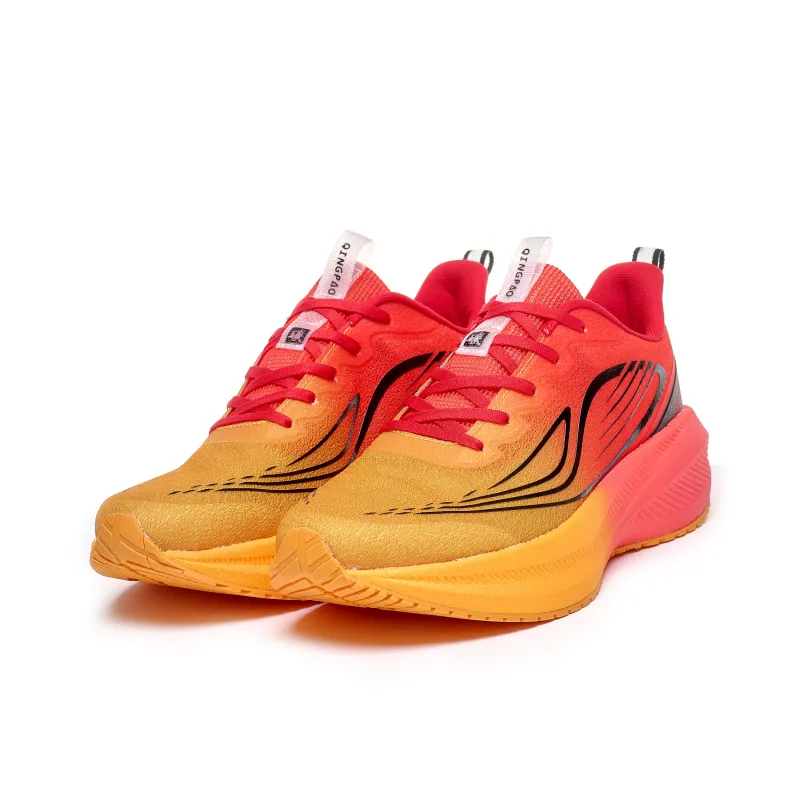 Qing Pao Low Top Running Shoes Men's Red Yellow-2