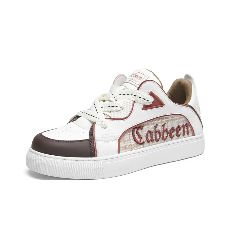 Cabbeen Comfortable Casual Preppy Slip Resistant Low Top Skateboard Shoes Men's Ecru-2