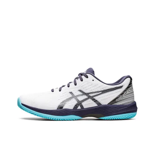 Asics Solution Swift FF Cushioning, Wear Resistant Low Top Tennis Shoes Men's White Blue
