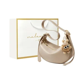Narandu Cow Leather Dumpling Bag Crescent Crossbody Bag Medium Size Women's Oat