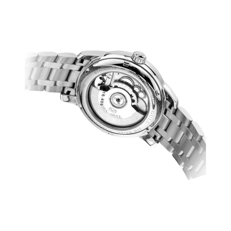 Sea Gull National Automatic Mechanical Movement Steel Strap Watch Men's Watches White Dial-2