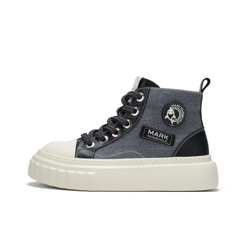 FAIRWHALE High-Top Canvas Shoes Men's Charcoal Black/Mint Mambo Green-0