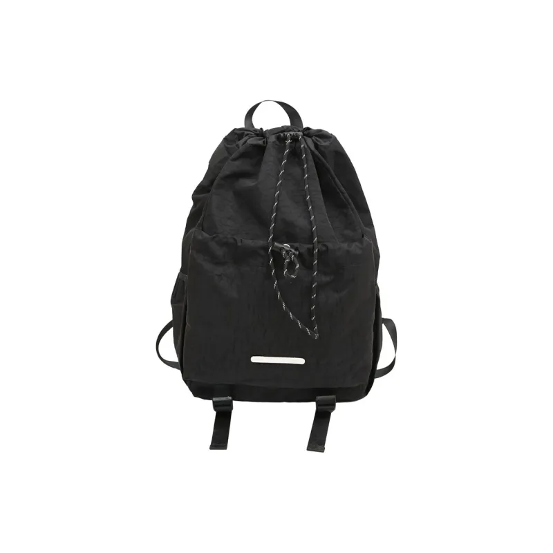 Huangmu Nylon Student Backpack Regular Unisex Black/Gray-0