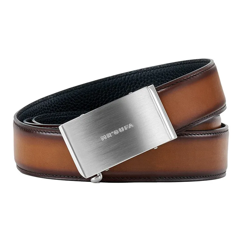 MR'GUFA Stainless Steel Automatic Buckle Genuine Leather Leather Belts Men's 3.5cm-1
