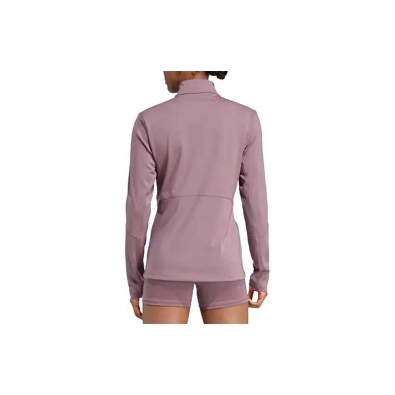 Adidas Hyperglam Training Quarter-Zip Track Top Workout Clothing Women's Dark Shadow Fig-2