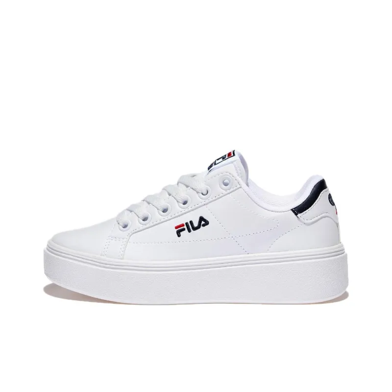 FILA Cour Plumpy Abrasion Resistant Breathable Low Top Skateboard Shoes Unisex White-0