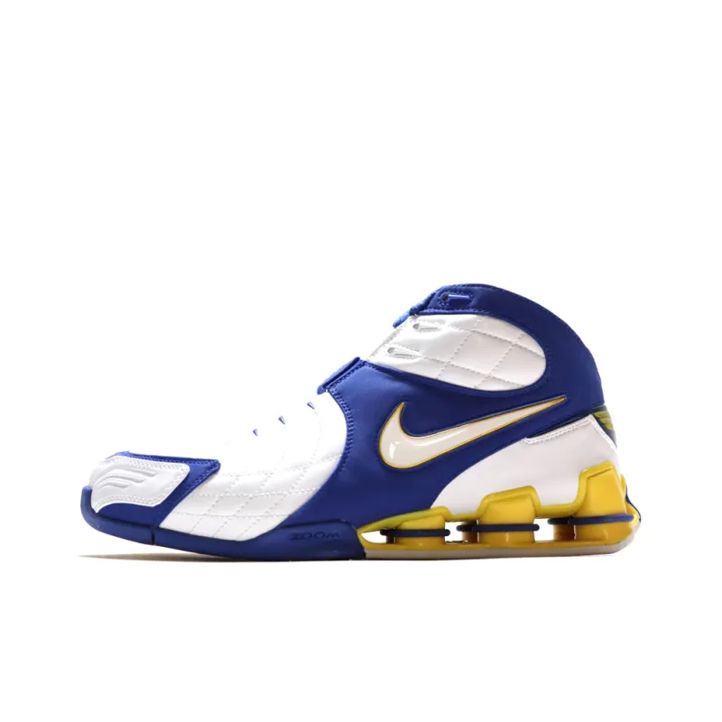Nike Shox VC V Cushioning Anti Slip And Wear Resistant Mid Top Basketball Shoes Men's White Blue Yellow-0