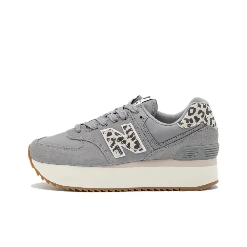 New Balance 574 Plus Shadow Grey Leopard Print Women's