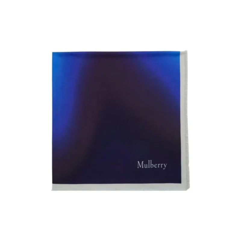 Mulberry Cotton Silk Silk Scarves Unisex Blue-1
