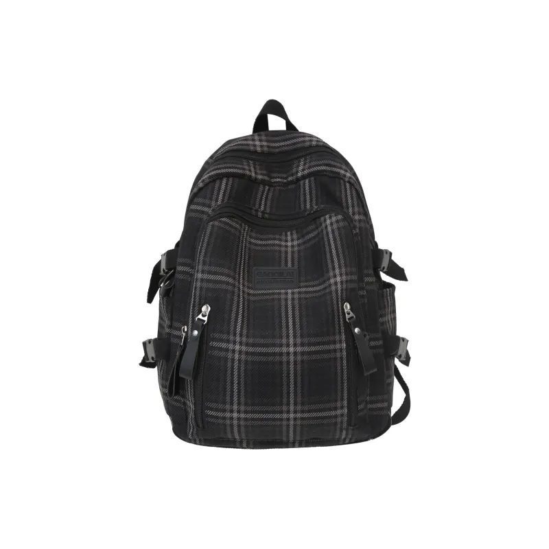 MOK Cotton Linen Blend With Nylon Backpack Unisex White/Black/Pink/Khaki-2