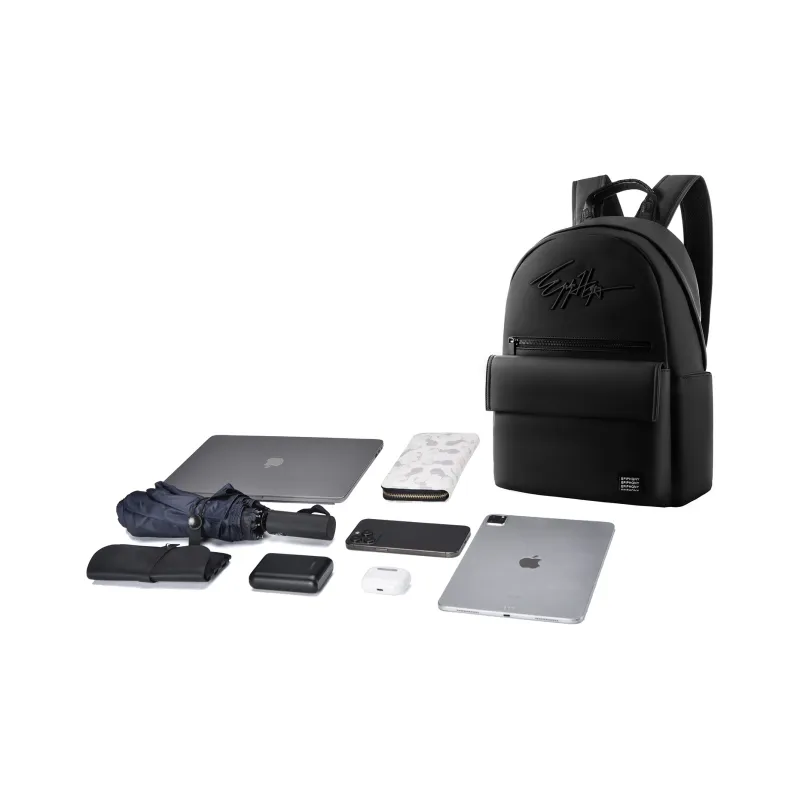 EPIPHQNY PU Skin Touch Fabric Backpack Large Size Unisex Black-4