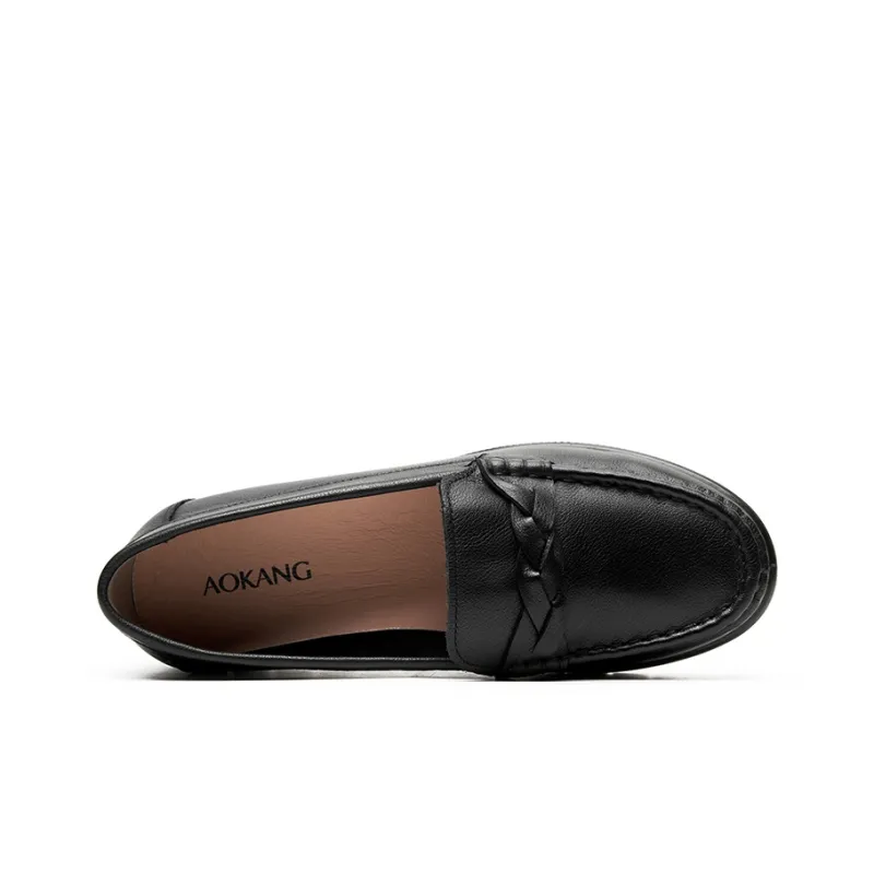 AOKANG Gommino Loafers Women's Ecru, Black-7