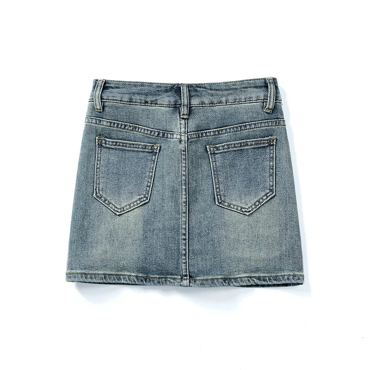FHMY Denim Short Skirts Women's Vintage Blue-1
