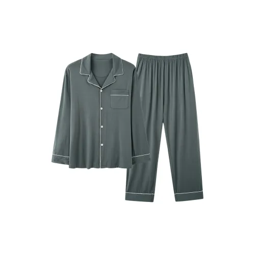 CAIHENGTONG Pajama Set Men's Gray Green
