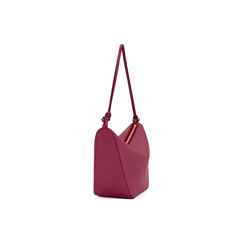 LOEWE Cow Leather Hobo Bag Handbag Shoulder Bag Women's Crimson-3