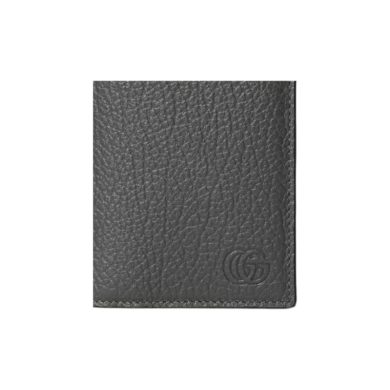 GUCCI Grain Leather Wallet Regular Men's Gray-5