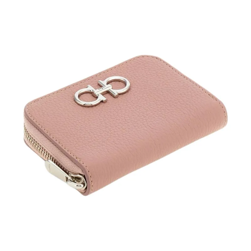 FERRAGAMO GANCINI Calfskin Card Holder Women's Blush Pink-2