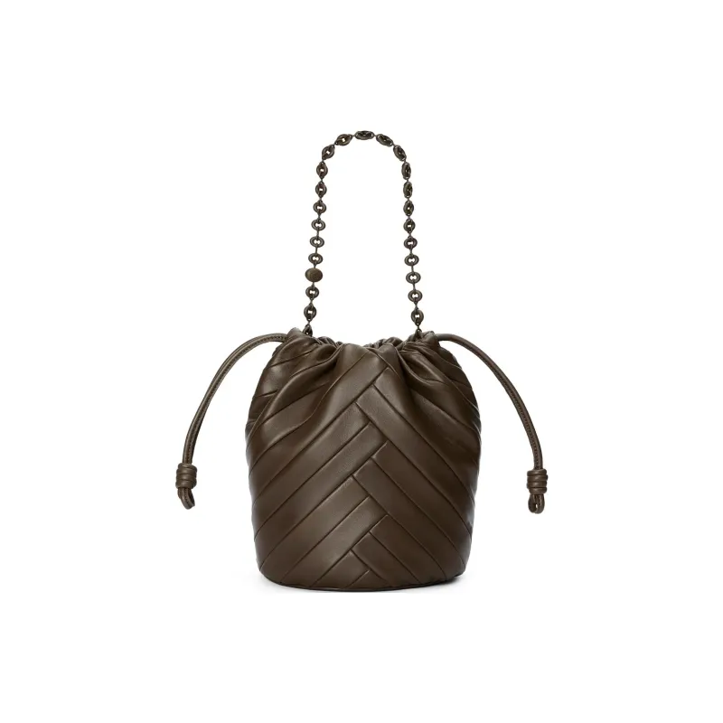 LOEWE Soft Nappa Sheep Leather Bucket Bag Handbag Shoulder Bag Medium Size Women's Chocolate-2
