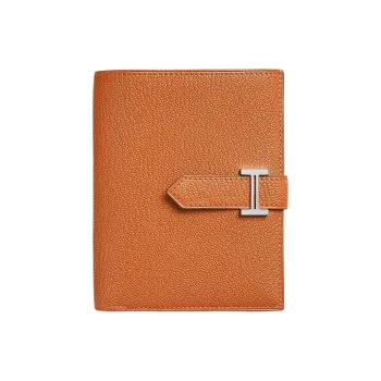 HERMES Bearn Mysore Goat Skin Wallet Women's 93 Orange Hermes Orange Combo