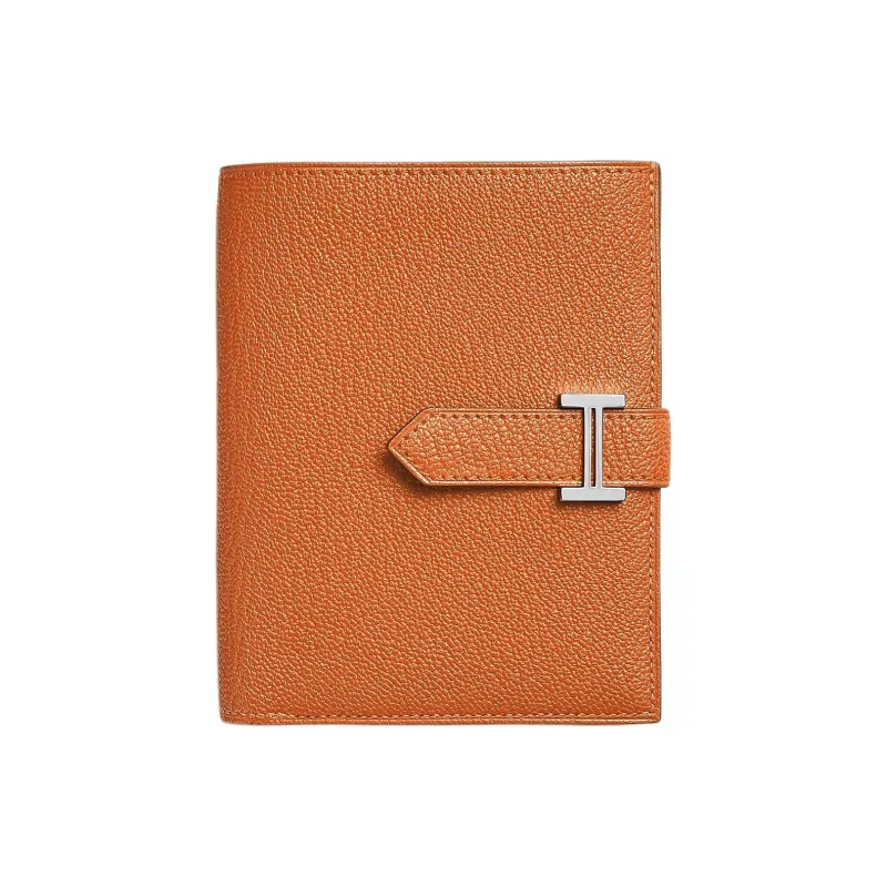 HERMES Bearn Mysore Goat Skin Wallet Women's 93 Orange Hermes Orange Combo-0