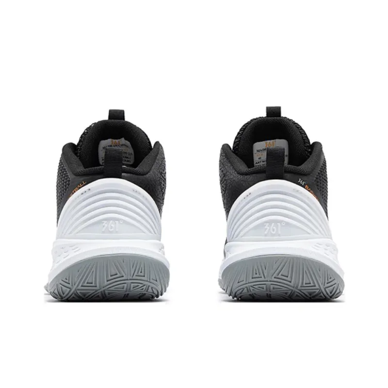 361° Cushioning, Wear Resistant Mid Top Basketball Shoes Men's Black White-3