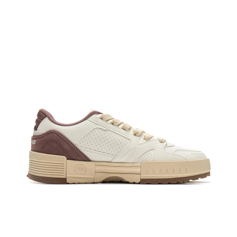LiNing Li Cheng Slip-Resistant Cushioning Wear-Resistant Low-Top Skateboard Shoes Men's White Umber-1