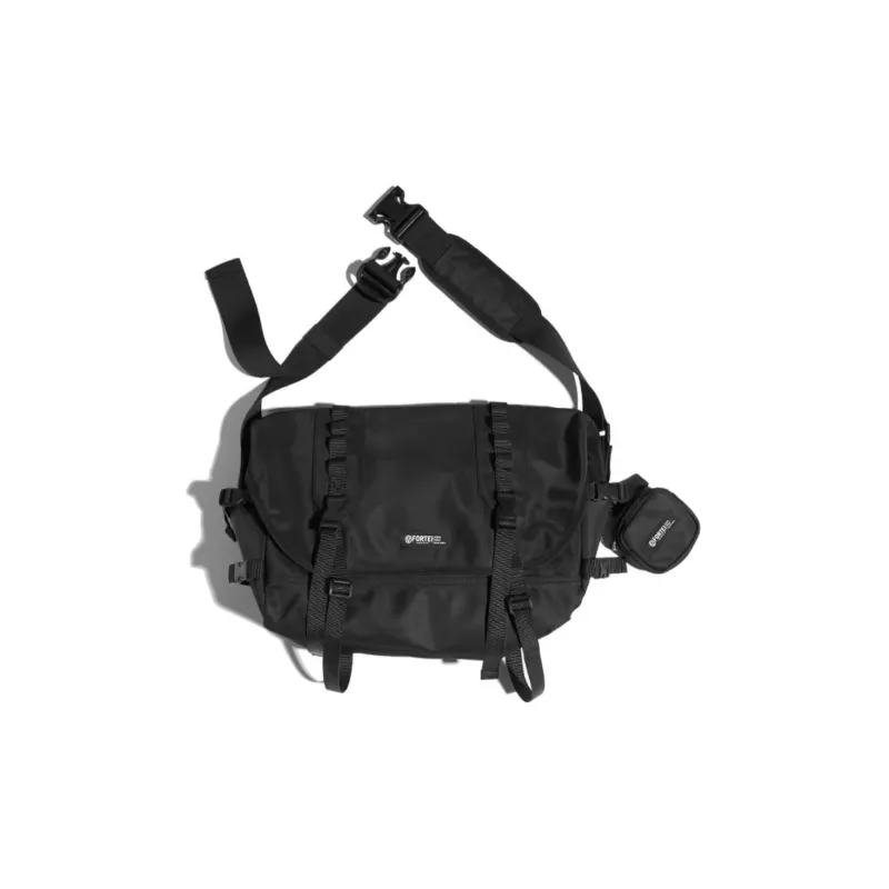 FORTEI Nylon Messenger Bag Crossbody Bags Medium Size Unisex Black-3