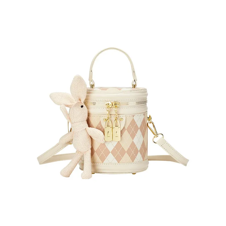 JANE KLAIN Synthetic Leather Portable Bucket Bag Regular Women's Pink/White-6