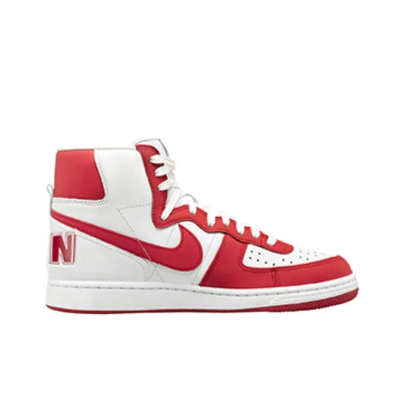 Nike Terminator Slip Resistant Cushioning Abrasion Resistant Mid Top Skateboard Shoes Unisex White Red-1