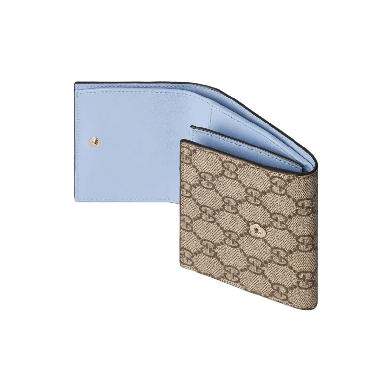 GUCCI Canvas With Leather Trim Wallet Women's Light Pink/Black Walnut-4