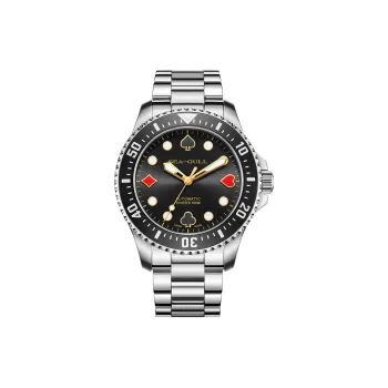 Sea Gull Ocean Automatic Mechanical Movement Steel Strap Watch Men's Watches Black Dial