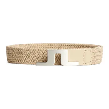J.Lindeberg Woven Design Polypropylene Rubber Leather Belt Men's Light Brown Width 3.5CM
