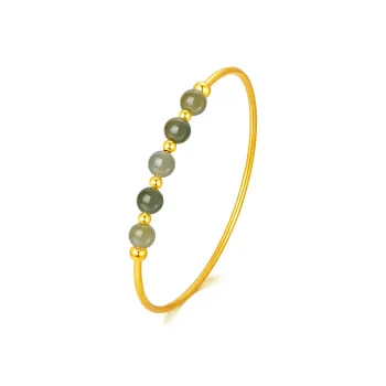 Emerald Dynasty Hetian Jade Bangles Pale Greenish-White Jade Unisex