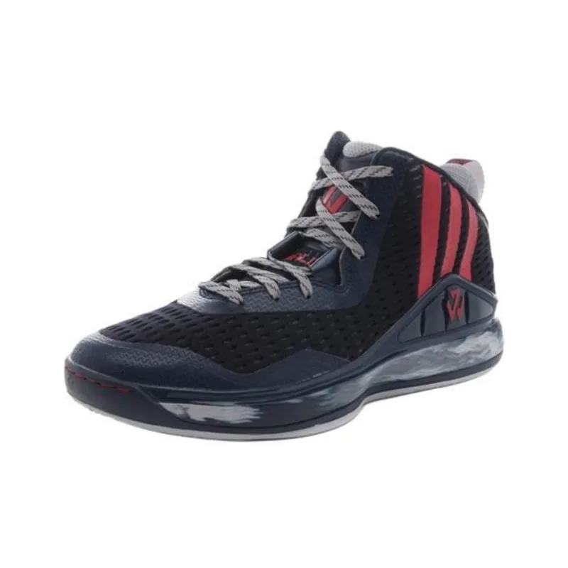 Adidas J Wall 1 Anti Slip Wear Resistant Mid Top Vintage Basketball Shoes Men's Black Red-2
