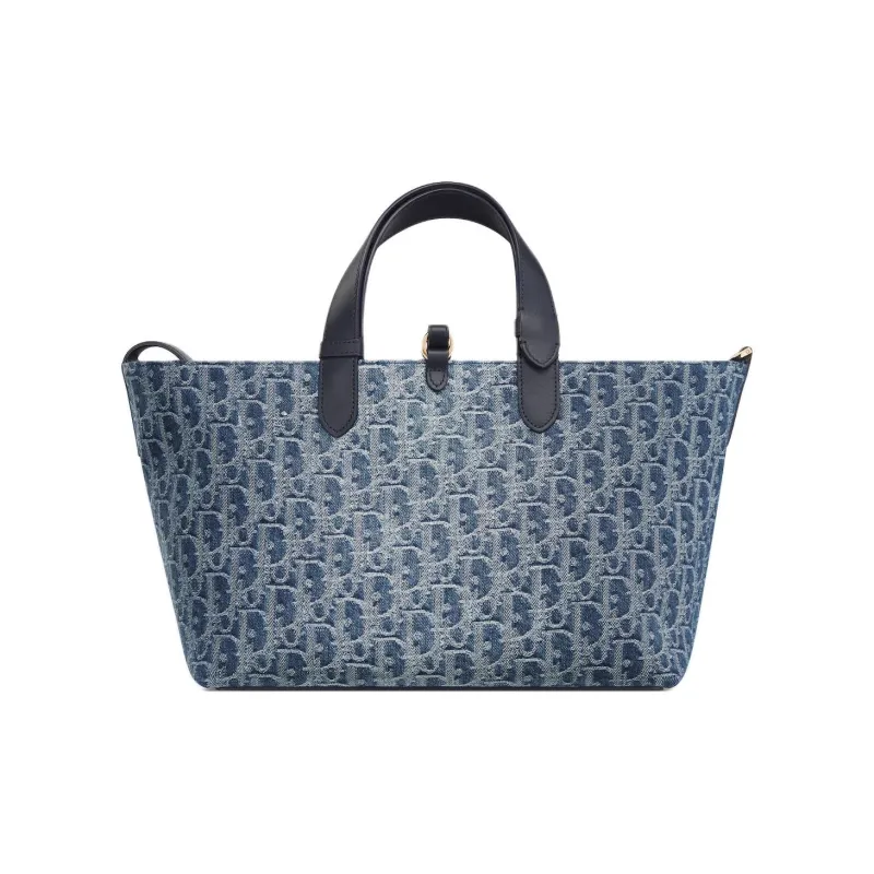 DIOR Oblique Jacquard Fabric One Shoulder Handbags Medium Size Women's Blue-4