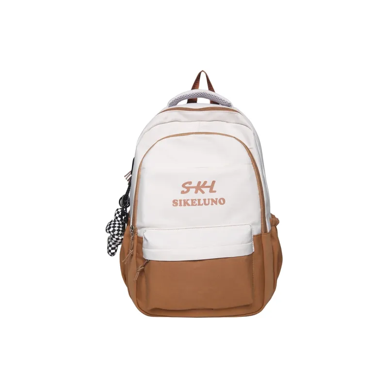 MOK Nylon Backpack Unisex Black/Burgundy/Khaki/Navy Blue-5