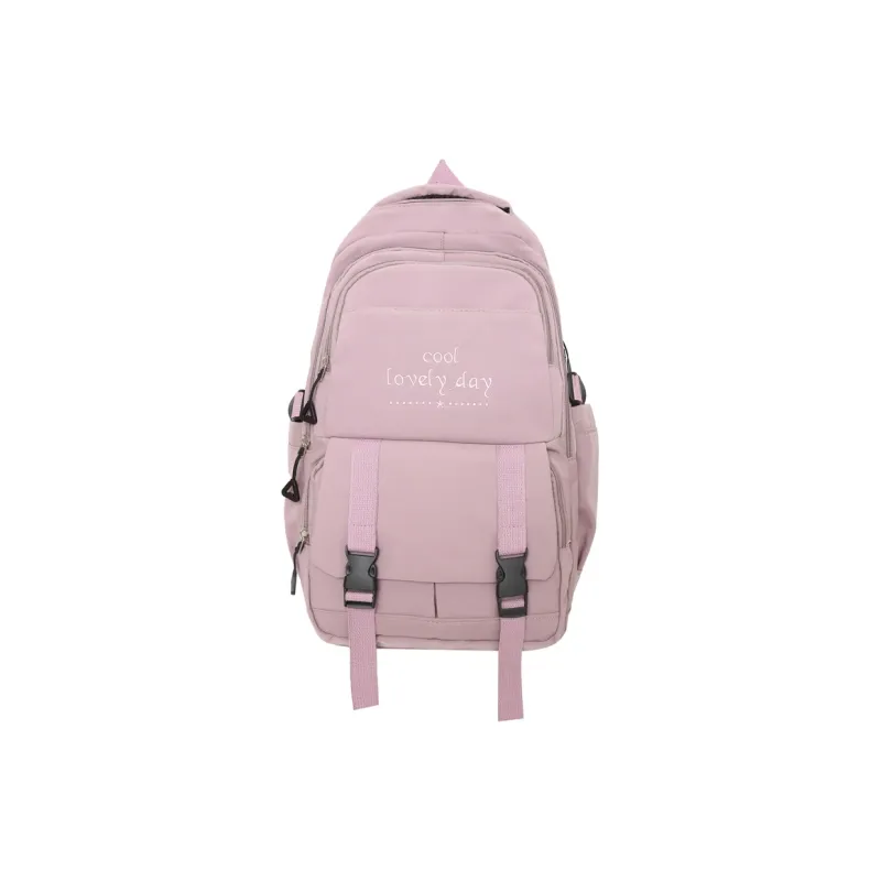 MOK Nylon Backpack Unisex Black/Watermelon Red/Burgundy/Green/Blue/Pink-7
