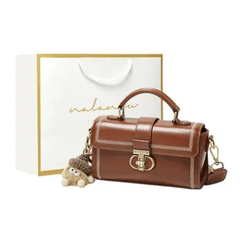 Narandu Cow Leather With Synthetic Leather Handbag Small Size Women's Brown/Midnight Black