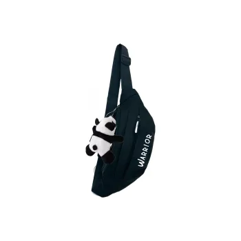 Warrior Nylon Sling Bag Crossbody Bag Shoulder Bag Unisex Black White
